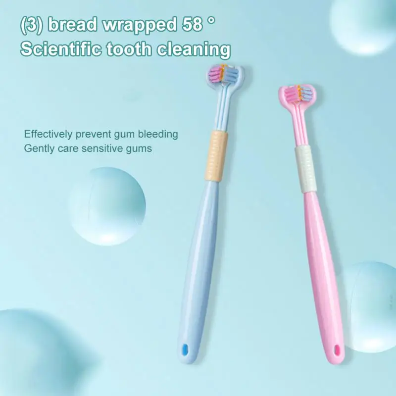 Three Sided Soft Hair Tooth Toothbrush Adult Children Toothbrush Ultra Fine Soft Bristle Oral Care Safety Teeth Brush Cleaner