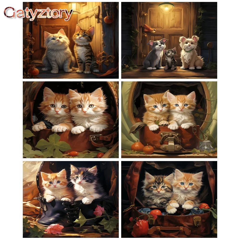 

GATYZTORY Paint By Numbers Animal Kits DIY Cat Oil Painting By Numbers On Canvas Handpaint Mordern Home Decor Number Painting