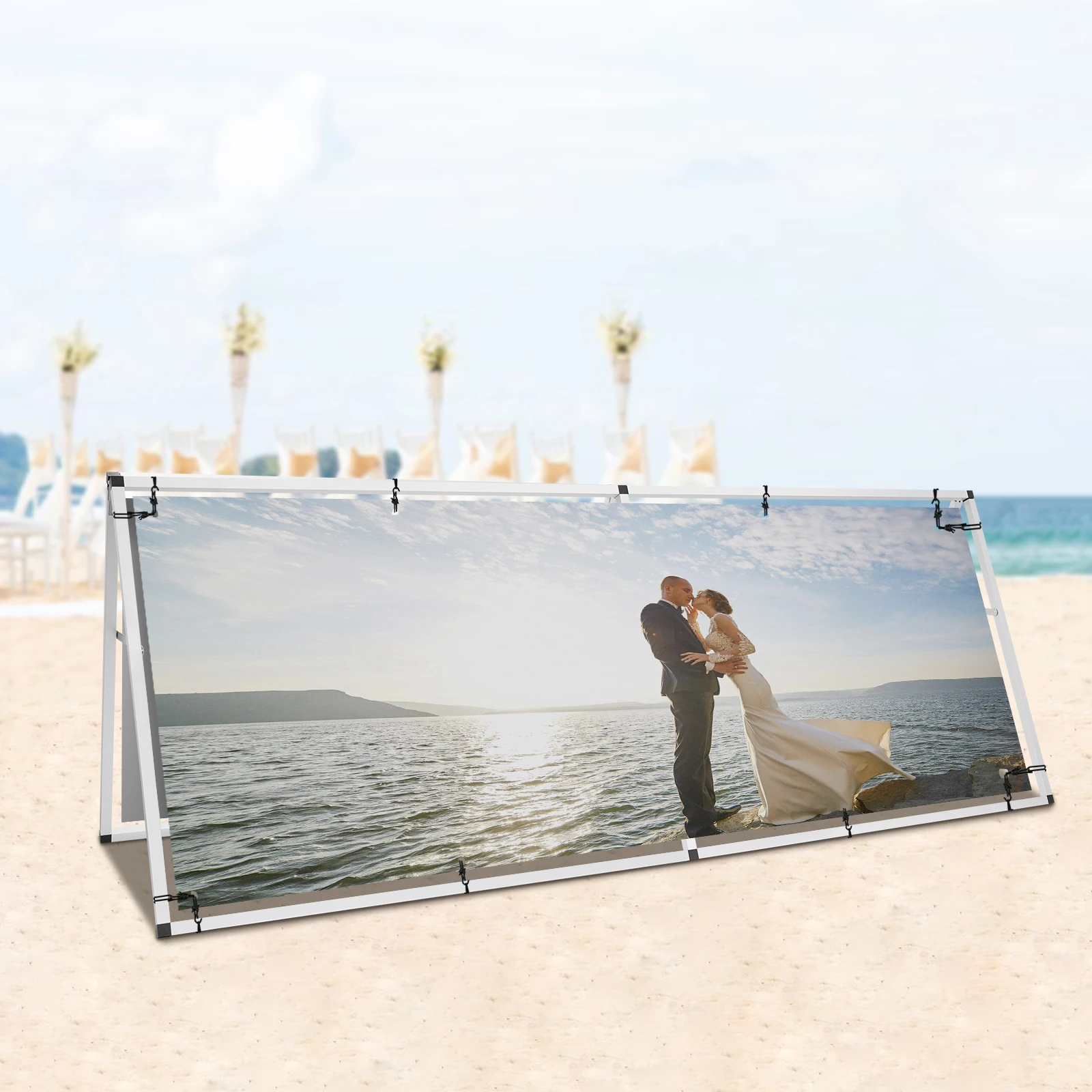 

Aluminum 244x92cm A Type Double-sided Display Stand Portable, Stable and Easy To Assemble Large Floor Poster Stand