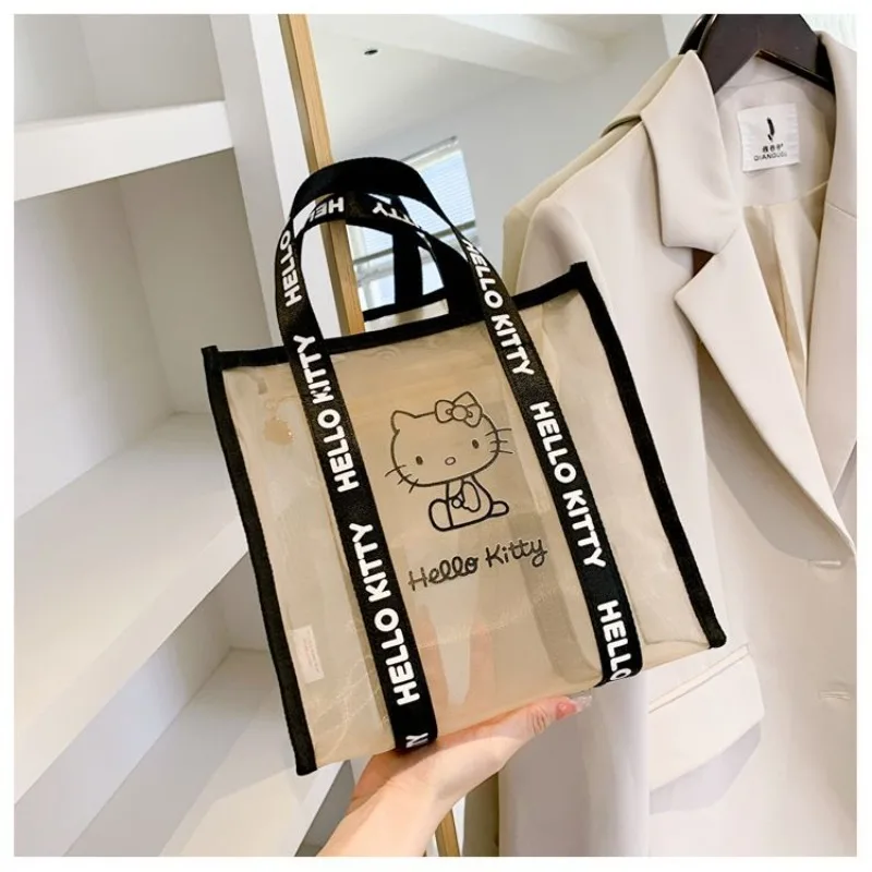 Kawaii Hello Kitty Mesh Portable Cosmetic Bag, Water Leaking Portable Toiletries and Bathing Supplies Storage Handbag, Gift - view 2