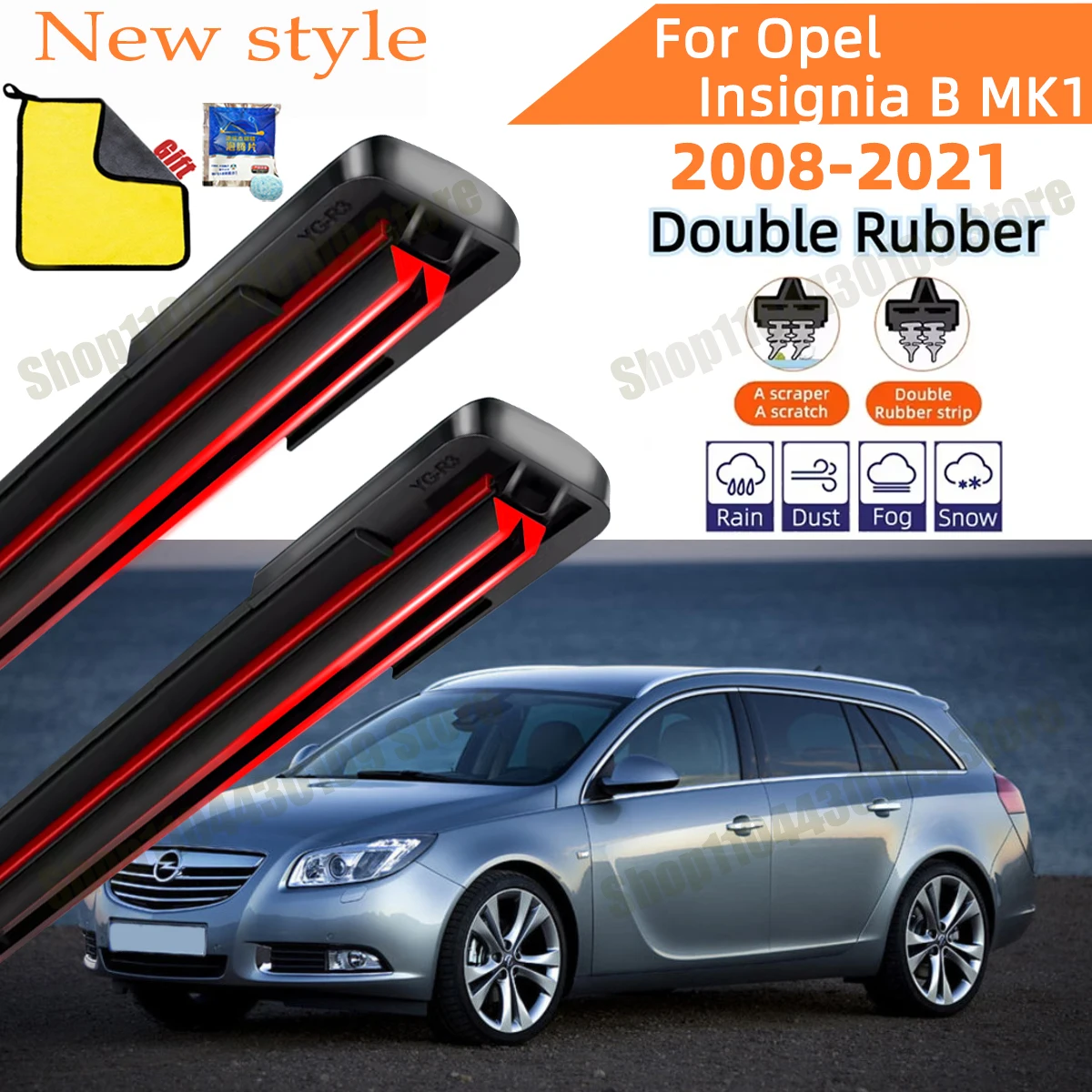 

Double Rubber Car Wipers for Opel Insignia B MK1 Front Windscreen Wipers Double Rubber Car Wiper Blades Car Accessories