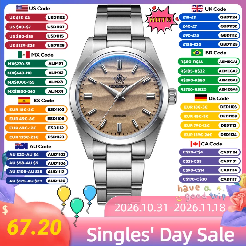 ADDIESDIVE Hot Sale AD2030 Women Watch Bubble Mirror Glass 10Bar Waterproof Watches 316L Stainless Steel Elegant Wristwatches