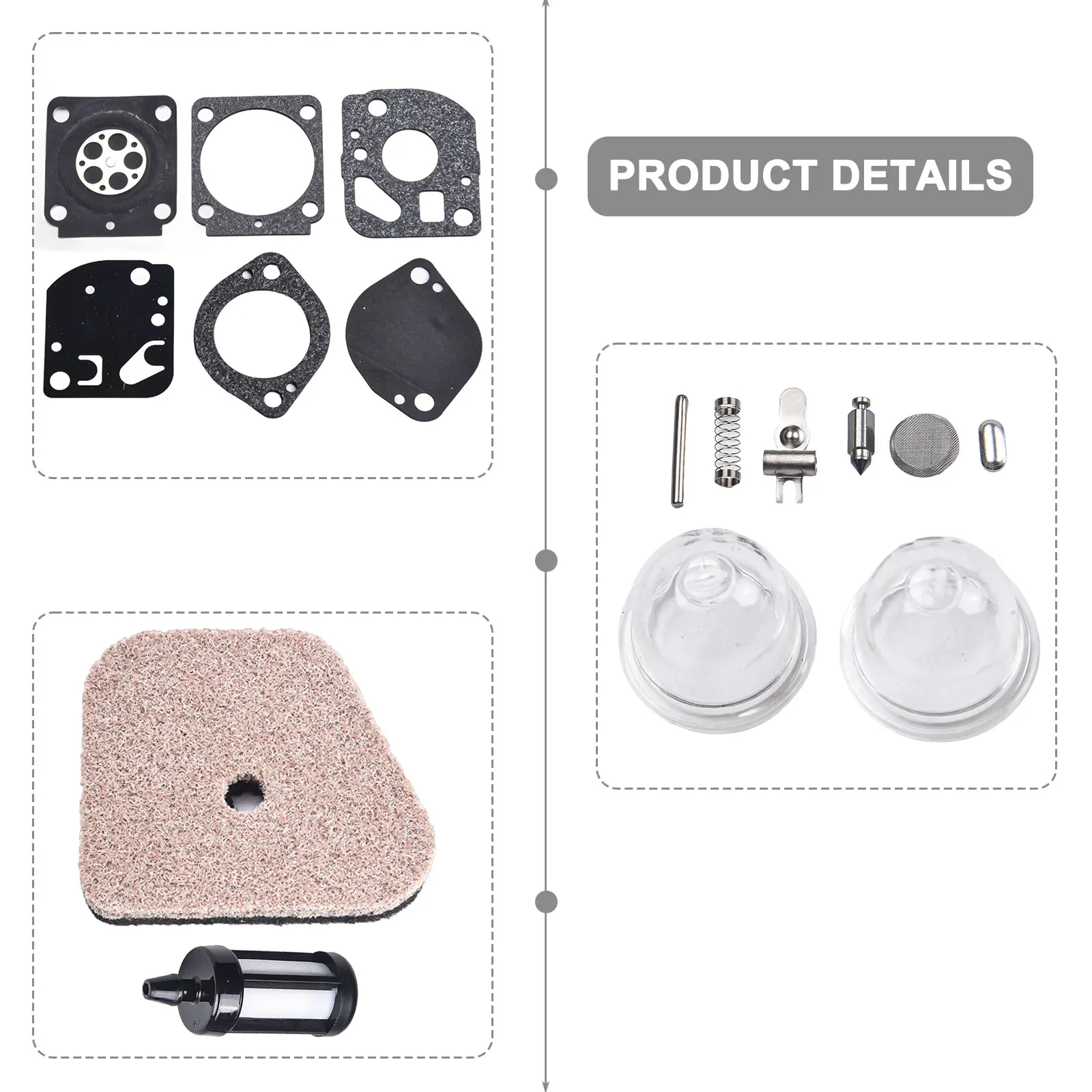 Carburetor Service Kit for Various Trimmer Engines Fits Models such as For FS90 HT101 with Essential Repair Components