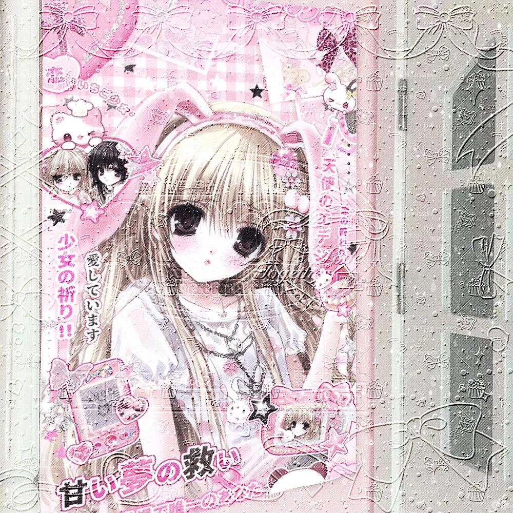 Cute Y2K Anime Tapestry タペストリー Pink Lolita Aesthetic Wall Hanging For Bedroom Dorm Kawaii Soft Girl Room Decor Indie Harajuku Ho