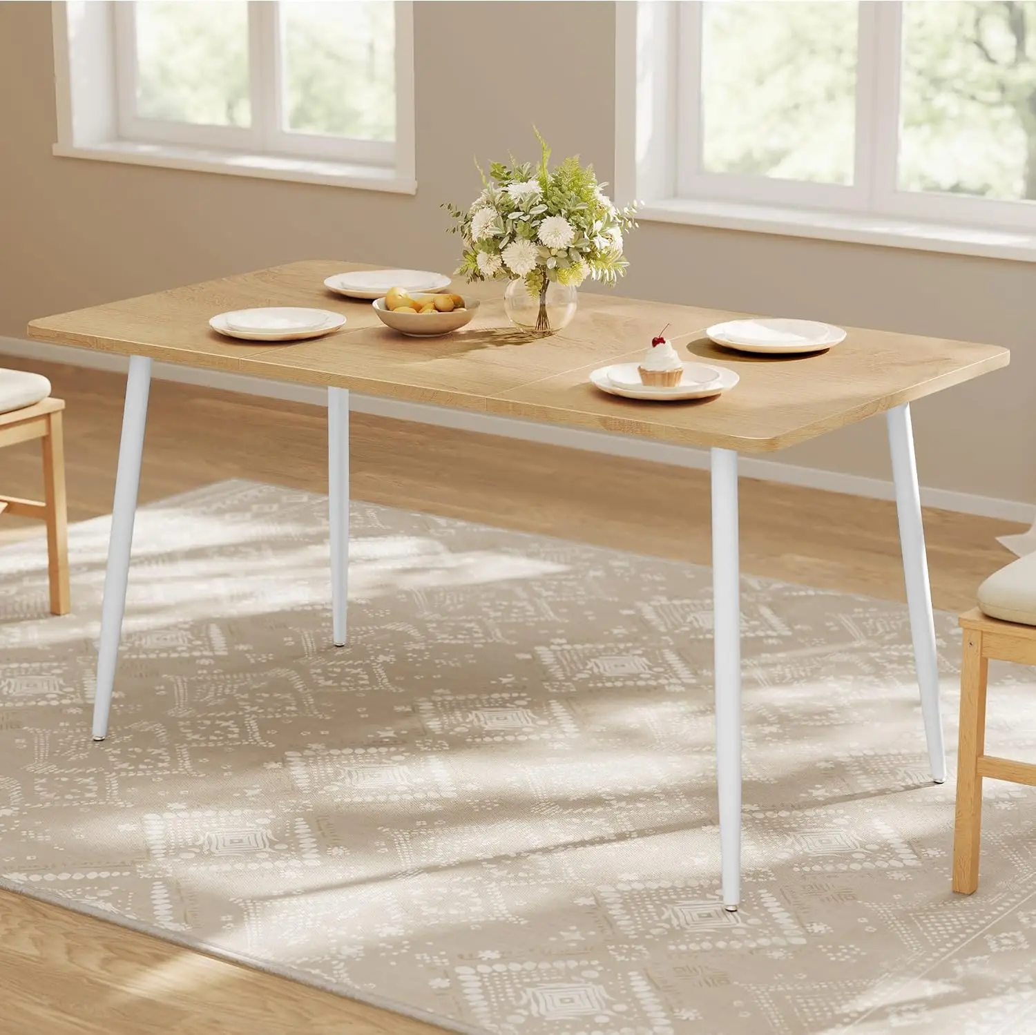 

Dining Table, Dining Room Table for 4-6 People, Modern Farmhouse, for Kitchen, Quick Assembly, Heat-Resistant Surface, 29.5 x 55