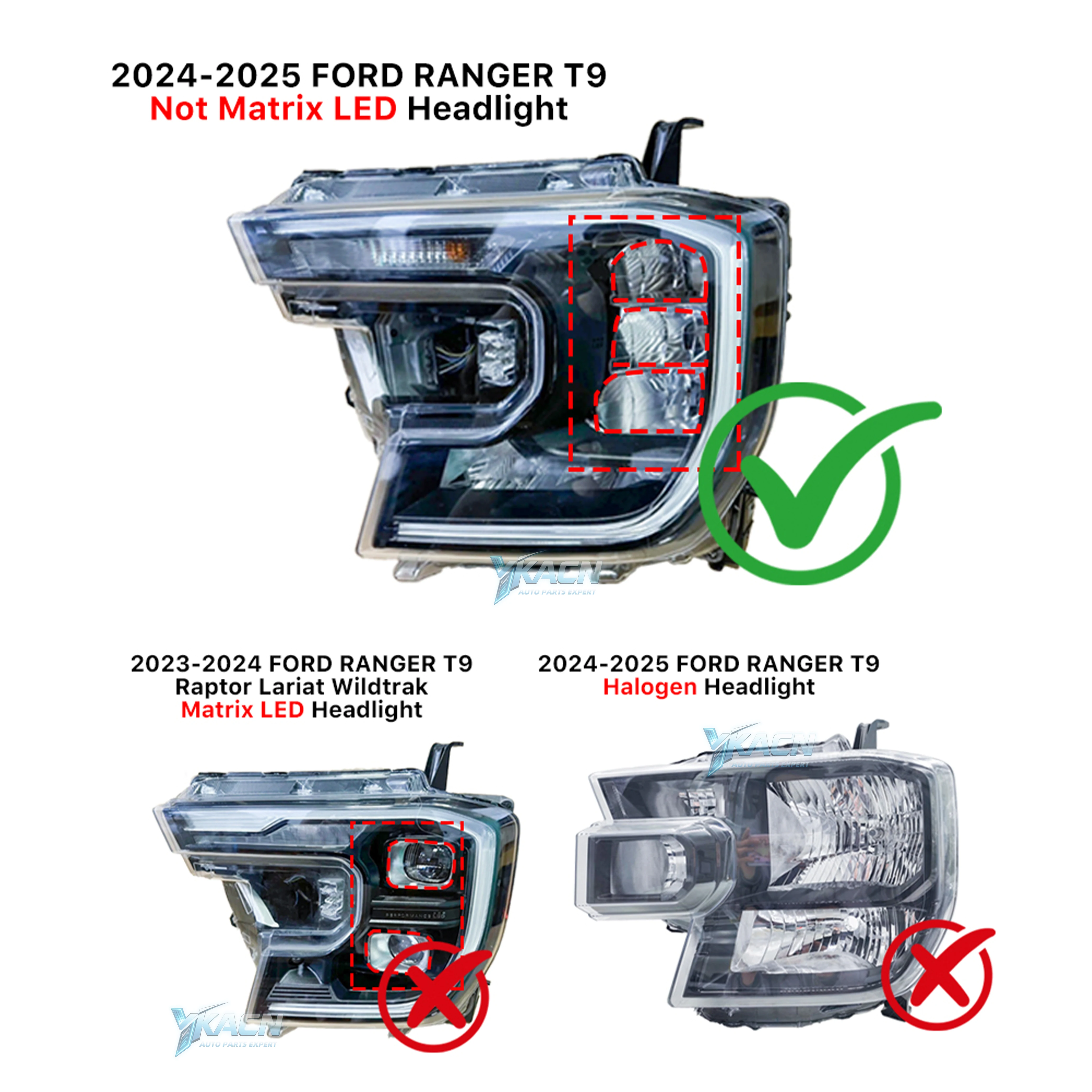 For Ford Ranger T9 2024 2025 Non-Matrix LED DRL Module Yellow Amber Daytime Running Light Chips Boards