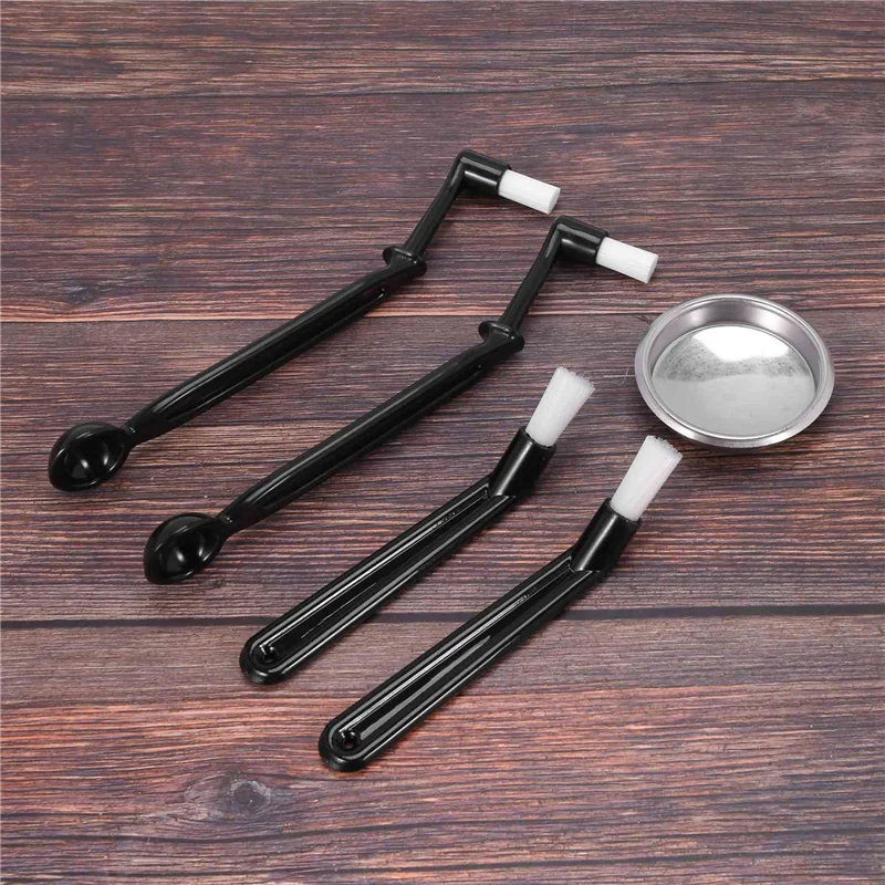 A97T Coffee Machine Cleaning Set, 12Xcoffee Machine Brush With Spoon And 3 Piece 58 Mm Stainless Steel Back Flush Insert