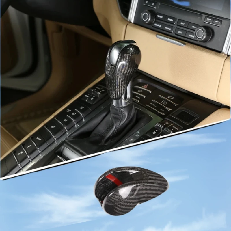 Gear Shift Knob Cover Real Carbon Fiber Gear Shifter Head Cap For Porsche MACAN 718 911 Panamera 970 Cayman Boxster 2009-2021