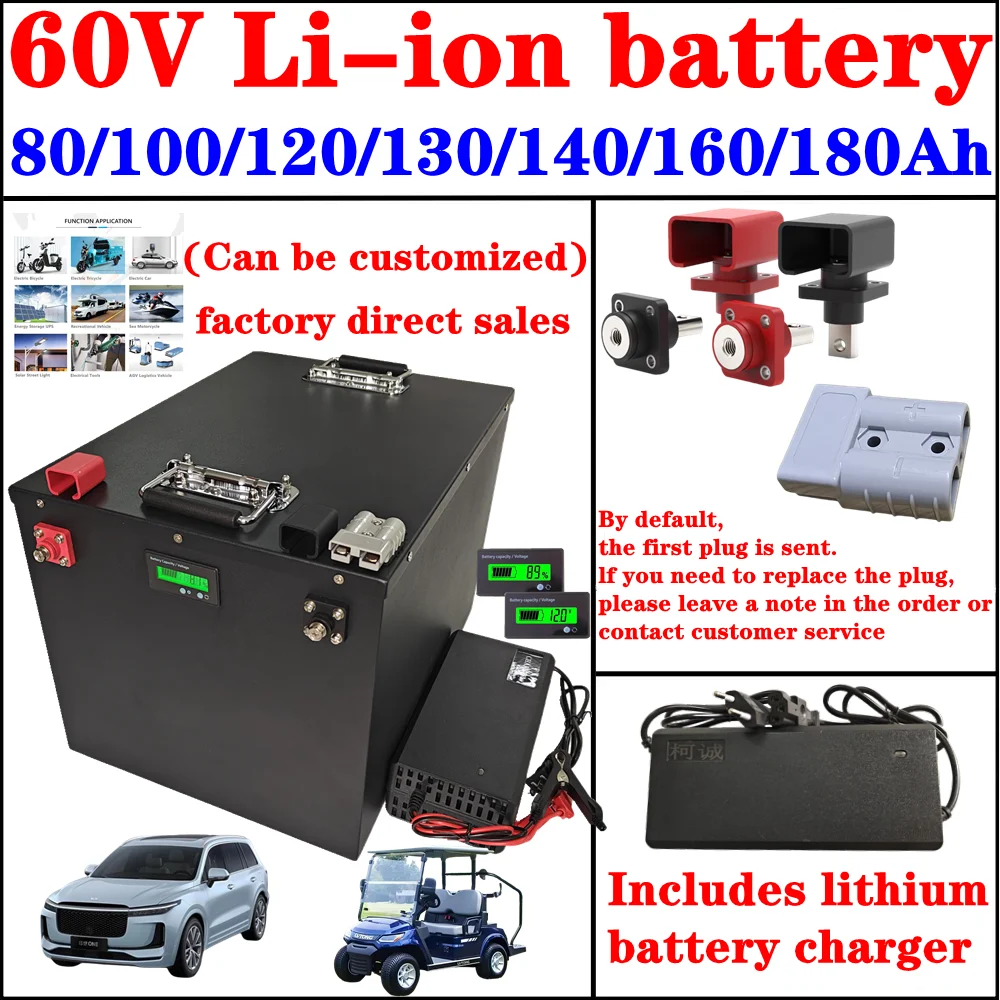 

17S lithium battery 60v 80ah 100ah 120ah 140ah 160ah ion battery pack with BMS for 5000w 8000W electric car forklift off road