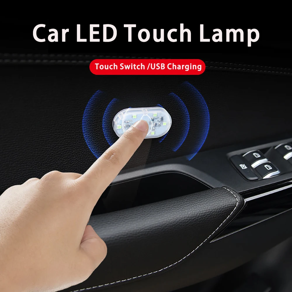 Car Touch Lights  Non-destructive Pasting Wireless Reading Lamps Ambient Light 5V USB Charge For Auto Interior lighting