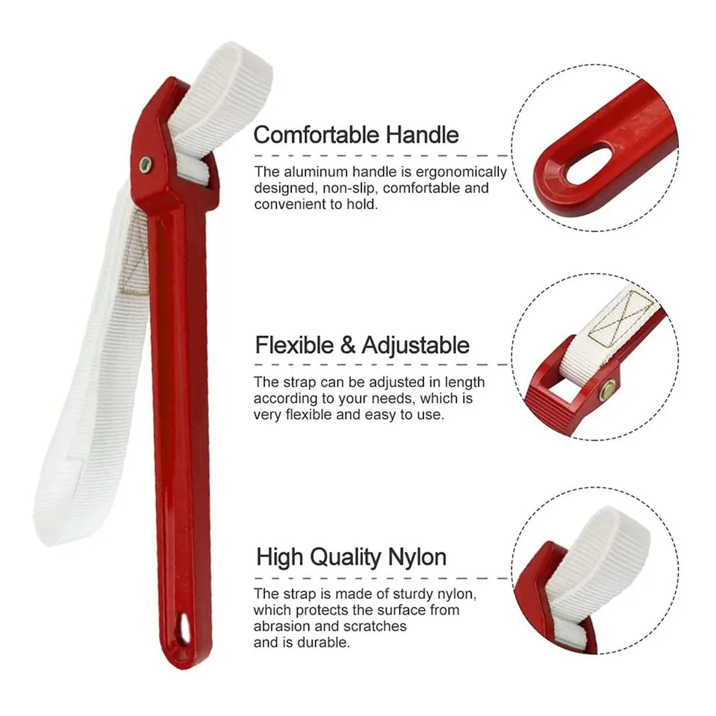 Chiave per filtro a cinghia in Nylon con cinturino in Nylon regolabile e impugnatura in alluminio antiscivolo cintura per chiave a catena con chiave inglese facile da usare