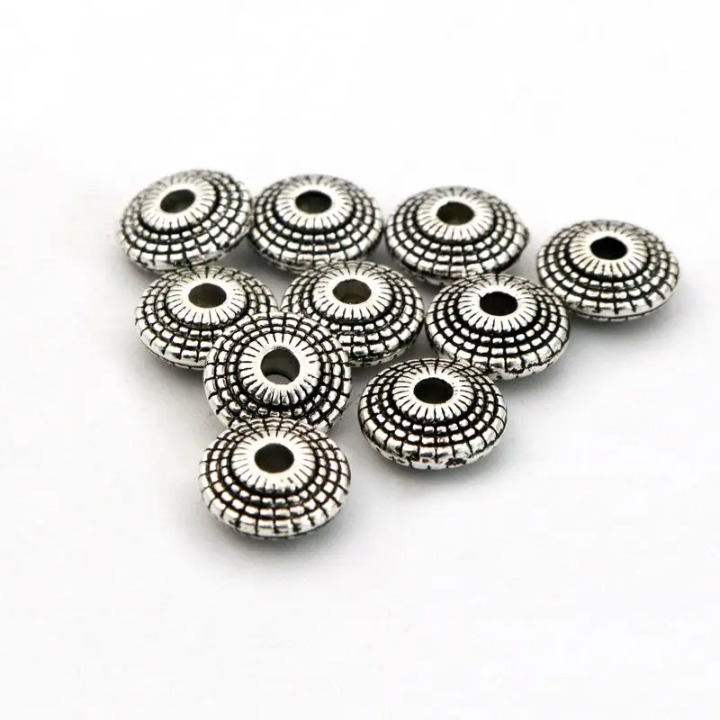 50pcs Antique Silver Color UFO Metal Spacer Loose Beads For Jewelry Finding Bracelet Necklace Handmade Jewelry DIY Accessories