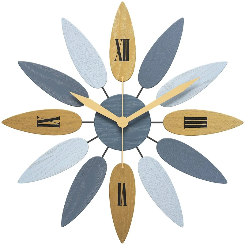 

BEAU-Large Modern Wall Clock 20 Inch Art Wall Clock, Leaf Shape Silent Quartz Movement Wall Clock For Decorating Living Room