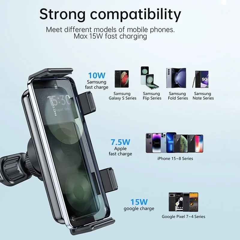 Dual Coil Fold Screen Car Wireless Charger Vent Mount For Samsung Galaxy Z Fold 3 2 Flip 6 5 4 3 iPhone Fast Cell Phone Charging image 6