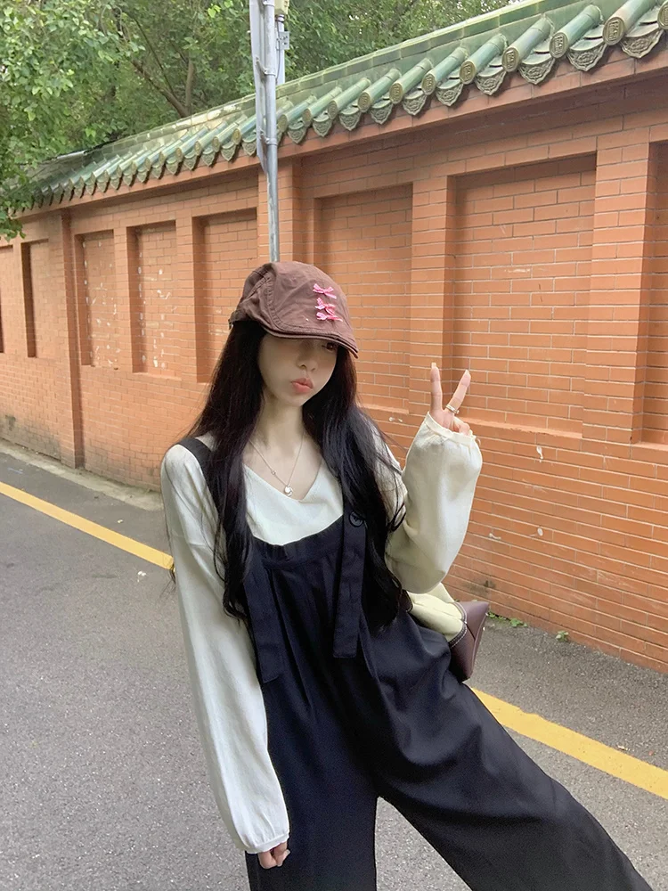 Tute Donna Estate Autunno Senza spalline Slim Big Elegante Lady Nero Y2K Abbigliamento Autunnoinverno Fit 2025 Style Full Seasons