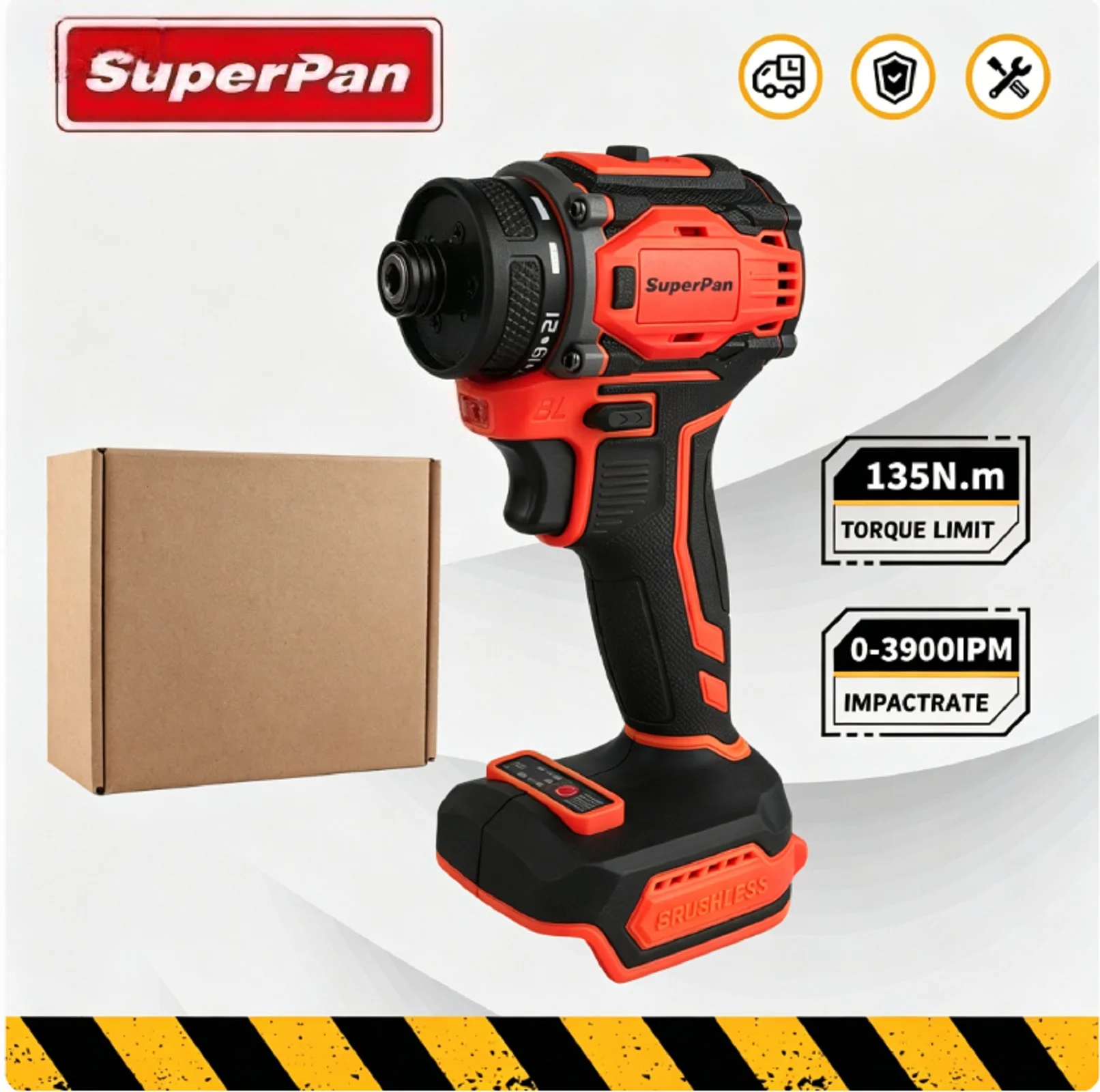 

Бесщеточный аккумуляторный ударный гайковерт SuperPan, крутящий момент 135 Н·м, совместим с аккумуляторами DeWalt/Makita/Milwaukee, аккумулятор в комплект не входит
