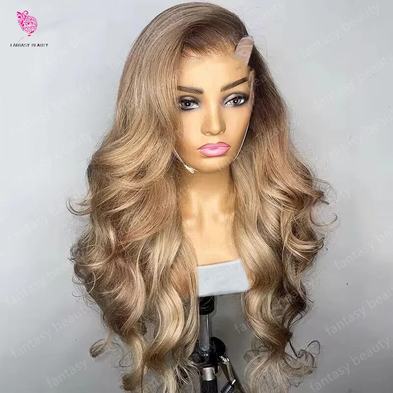 

Body Wave 100 Human Hair Wigs U Part V Part Full Lace Wig Strawberry Blonde Ombre Brown to Blonde Soft Silky Real Hair Extension