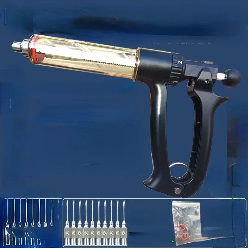 A Imported Semi-automatic Syringe, Pig, Cow, Sheep, Metal Animal Stainless Steel Injection Needle Tube, Vaccine