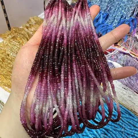 4A 도매 자연 그라디언트 루비 약 3mm 에너지 Genstone Rondelle 루즈 비즈 보석 만들기위한 DIY 목걸이 팔찌 40cm