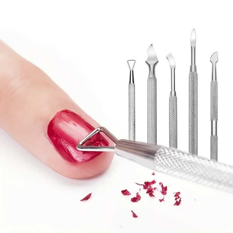 

Professional High-light Nail Pusher Double-ended Stainless Steel Dead Skin Push Remover For Pedicure Manicure Nail Art Cleaner C