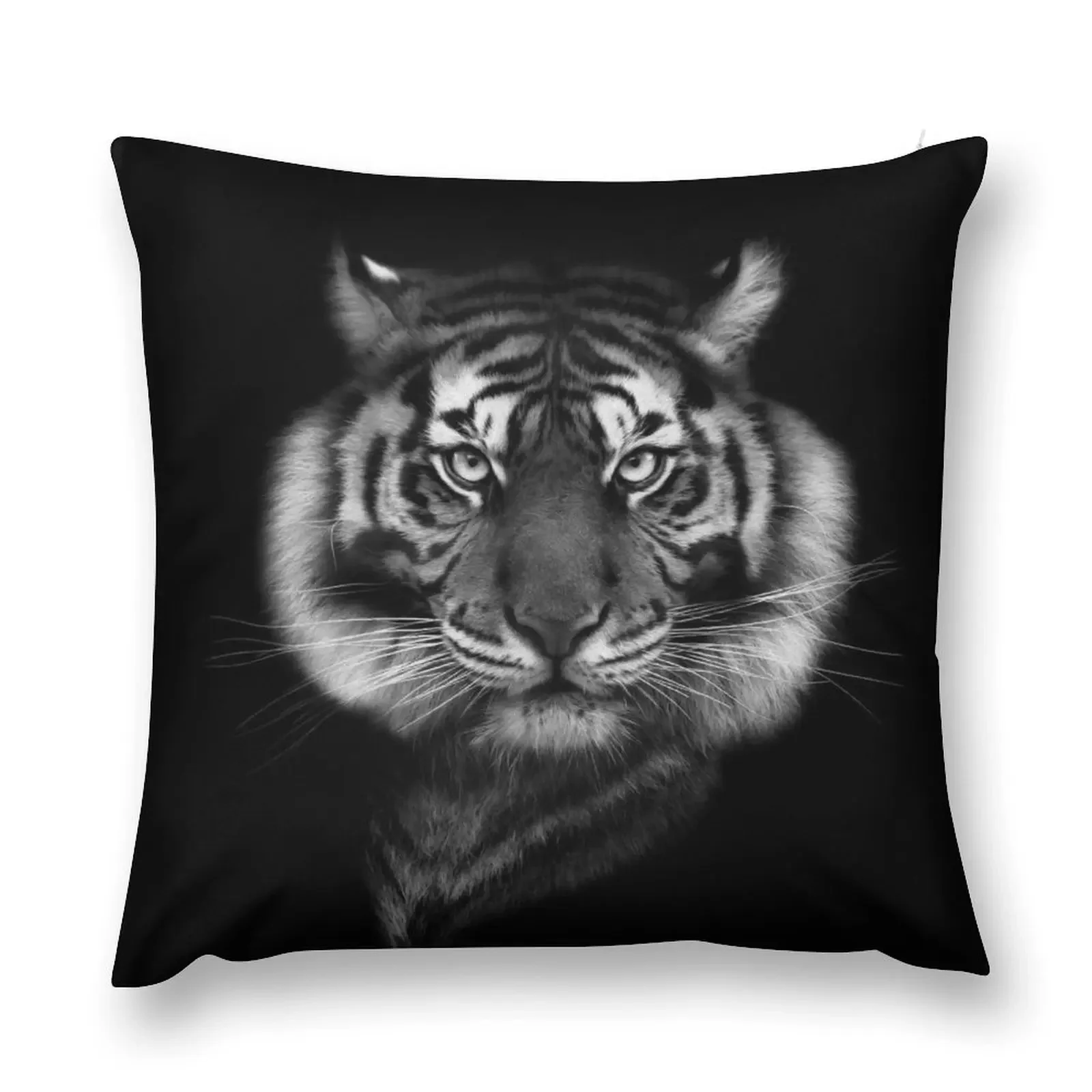 

Black and white tiger head on black background Throw Pillow Cushion Child Sofa Cushions Covers pillow