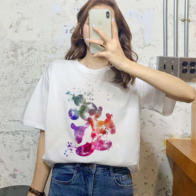 

Mickey Minnie T-shirt Women Men Cotton Fashion T Shirts Kawaii Cartoons Harajuku Casual Clothes Streetwear Fashion Oversized Top