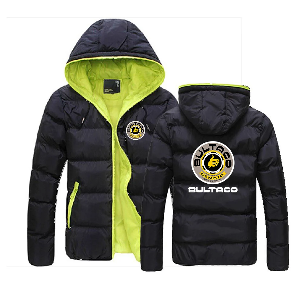 

Bultaco Cemoto Motorcycles 2023 Men's New Winter Jacket Color Block Zipper Hooded Sweatshirt Cotton Warm Long Sleeves Coat Tops