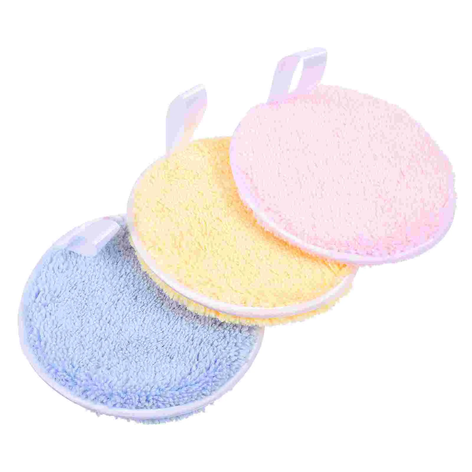 3 Pcs Round Cleansing Pads Woman Makeup Accessory Compact Powder Puff Small Face Cleaning Comfortable Cosmetics Rounded Puffs