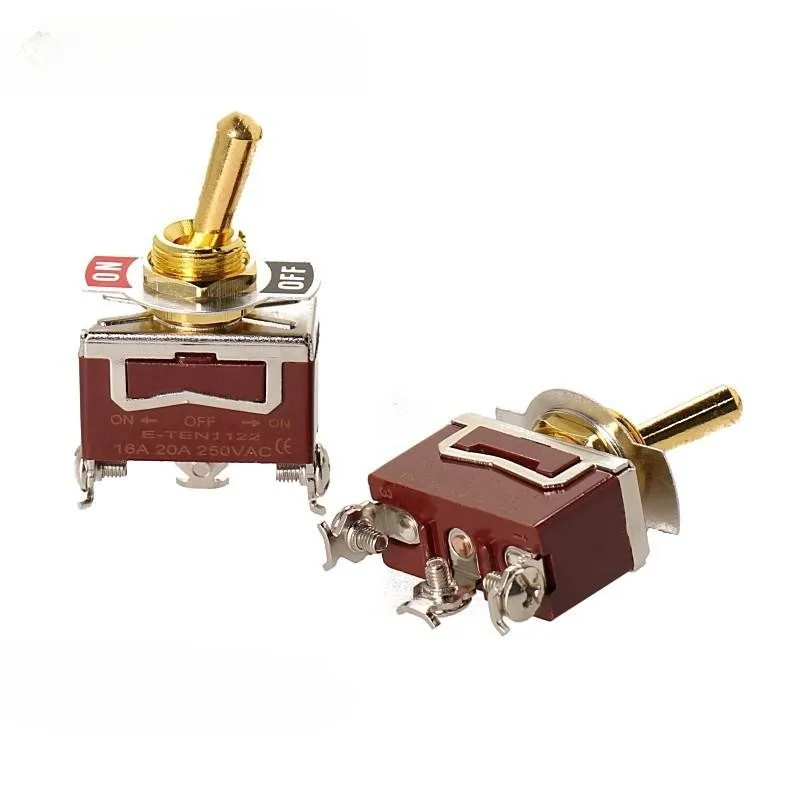 Latching Brass Toggle Rocker Switch 3 Pin 3 Position ON OFF Toggle Switch Self-locking Self reset