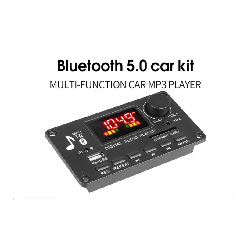 Excellent-Color Screen MP3 Player Decoder Board 2X40W Amplifier Call Recording BT Car FM Radio Module Support TF USB AUX 3.5 WAV