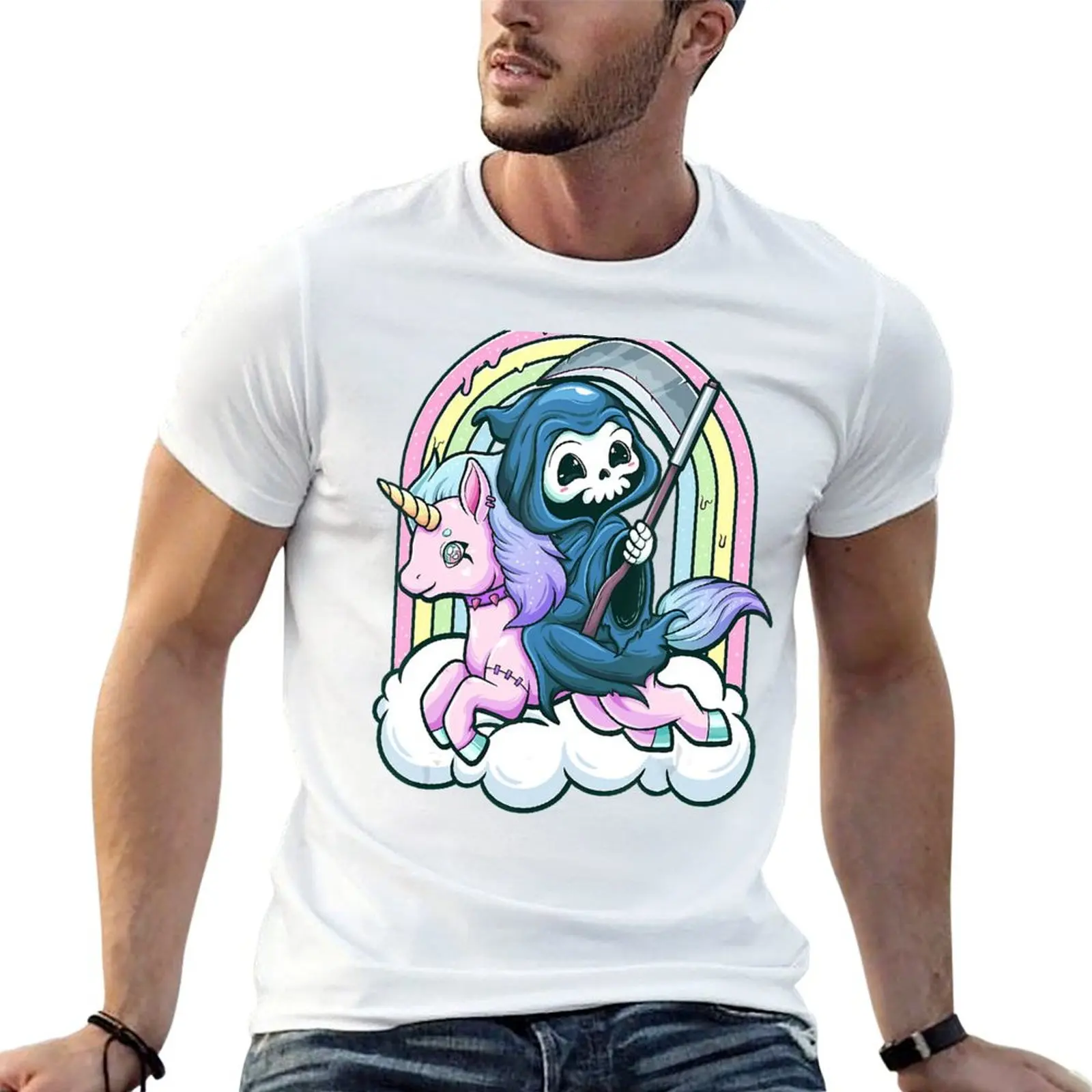 

Cute cotton man Pastel T-Shirt for Goth t shirts 100% Reaper Grim men shirt Kawaii t luxury Unicorn Creepy brand graphic