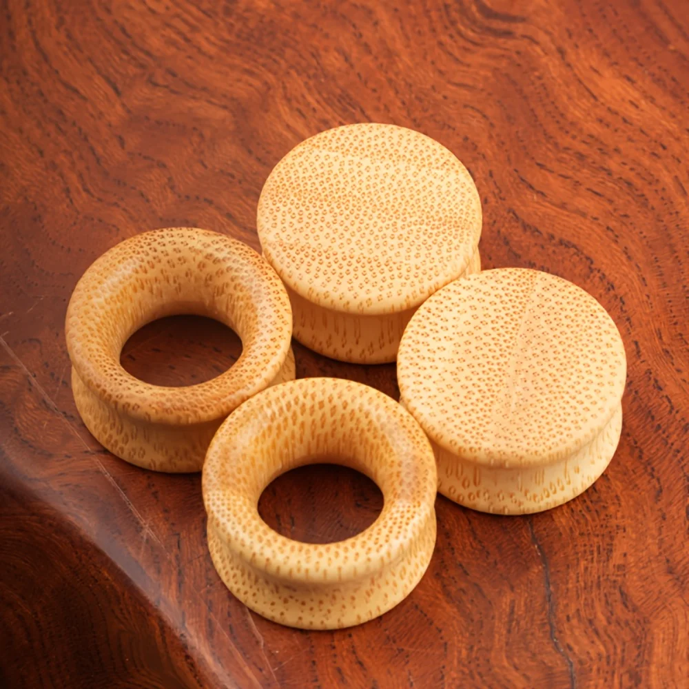 2PCS Natural-color Bamboo Ears Flesh Tunnels Double Flared Wooden Piercing Tunnels Expander Stretcher Piercing Jewelry 8-20mm