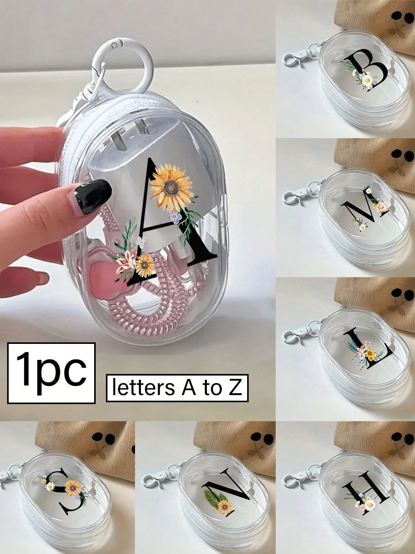 

1pc Portable Mini Transparent Zipper Storage Bag, Small Multi-Functional Organizer Bag, Earphone & Charger Case, With Keychain, Transparent Travel Accessories, Delicate & Compact, Suitable For Storing Small Items Like Cable Organizer