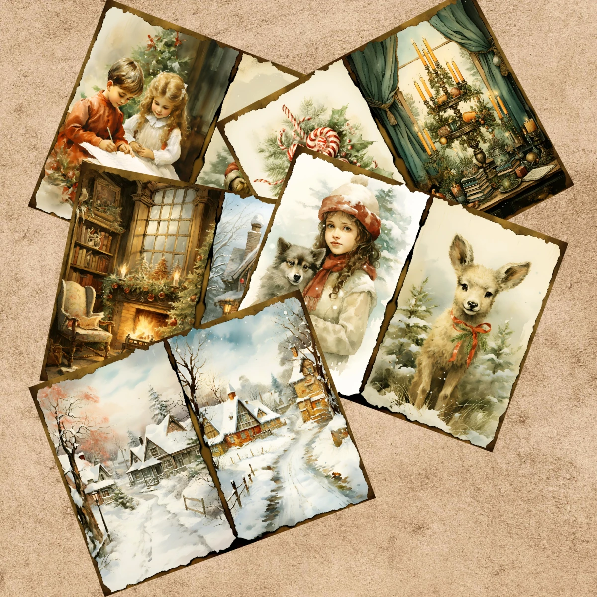 10 Sheets A5 Size Christmas Warmth In Winter Background Vintage Grunge Journal Planning Scrapbooking
