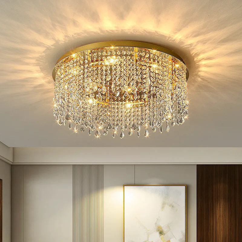 2025 New Arrival Luxury Crystal Ceiling Lamp Livingroom Hotel Lobby Post Modern Warm White Simple Creative Exhibition Hall Light