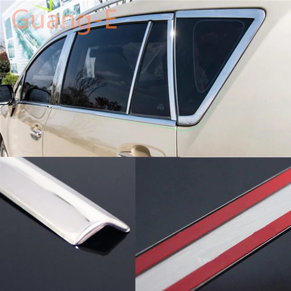Car Stick Stainless Steel Glass Window Garnish Pillar Middle Column Strip Trim For Toyota EZ Verso 2011 2012 2013 2014 2015 2016