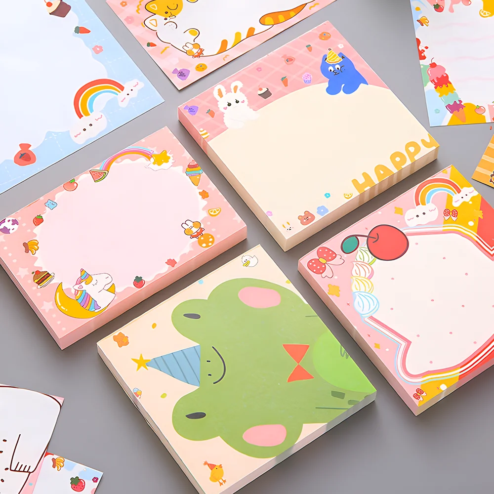 Cute Kawaii Sticky Notes Frog Bear Fruit Memo Pad Post Notepad Aesthetic Stationery Shopping Check List To Do Tab Planner Agenda