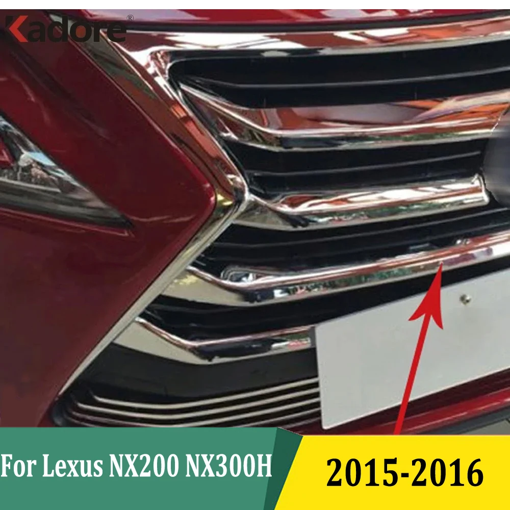 

For Lexus NX200 NX300H 2015 2016 Chrome Car Front Grille Cover Trim Molding Insert Garnish Protector Sticker car accessories