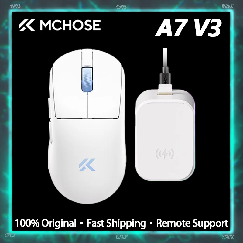 MCHOSE A7 V3 Gaming Mouse 8kHz Polling 20000FPS 54L15 Solution PAW3995 Sensor Super Glide Coating 50000DPI 750IPS Bluetooth 2.4g