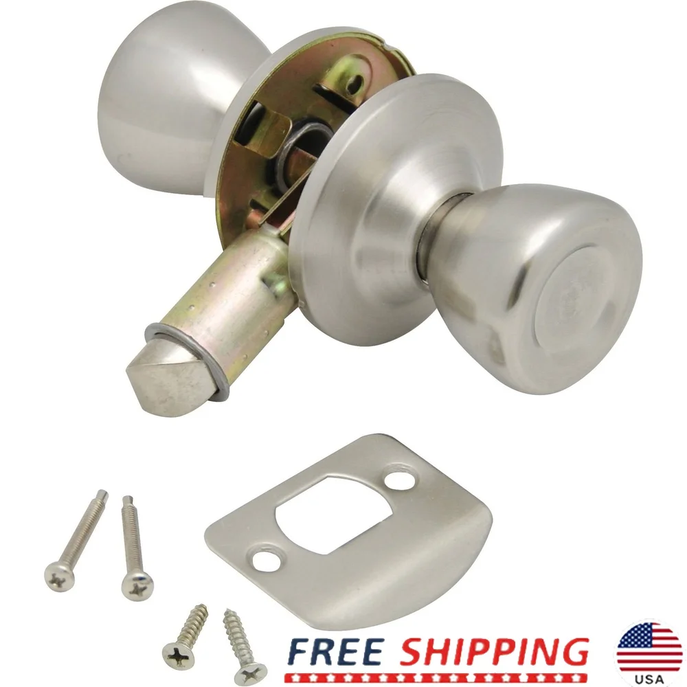 

Stainless Steel Passage Door Knob Adjustable Interior Lock Suitable 2-3/8 or 2-3/4 Backset Hardware Accessory
