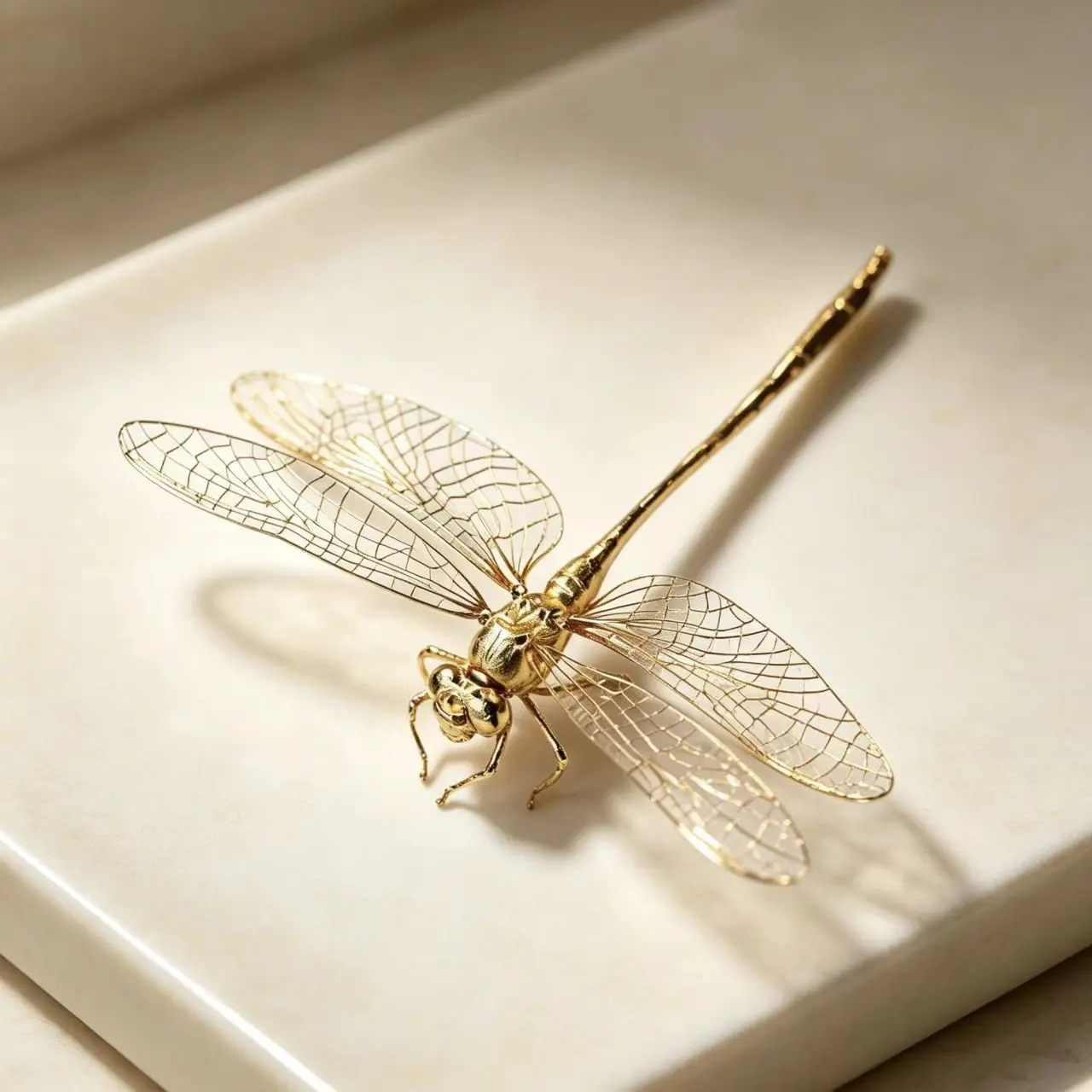 Vintage Brass Dragonfly Figurine - Antique-Style Home & Office Desk Decor, Creative Tea Pet Collectible