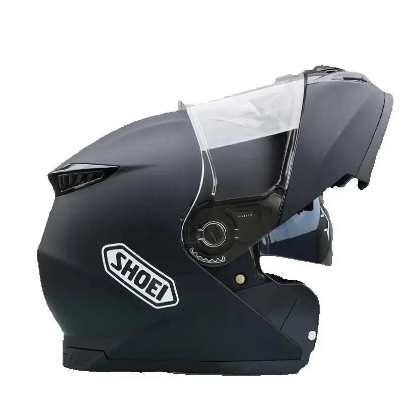 Casco da moto fuoristrada da corsa per uomo e donna Casque Casco integrale con doppia lente approvato ECE Casco ribaltabile nero opaco