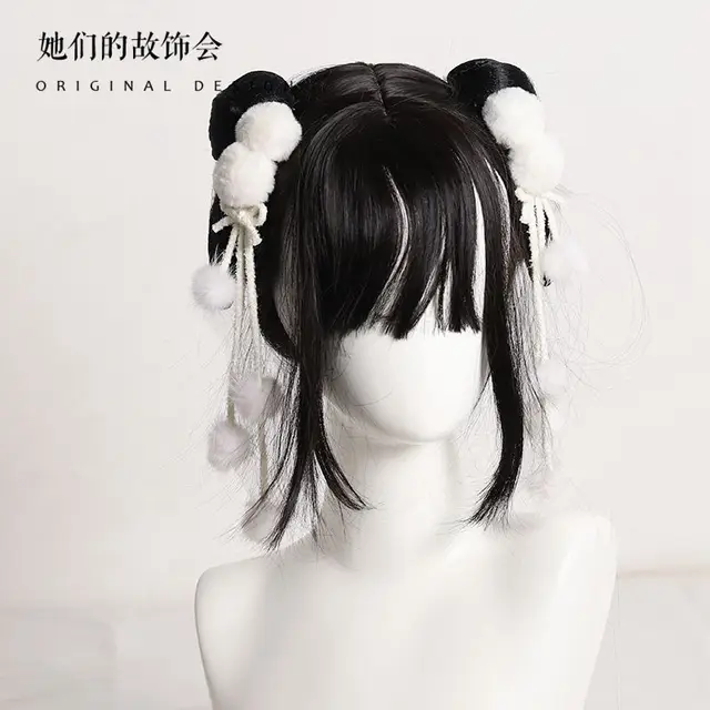 akcesoria cosplay śliczne futrzane opaski na głowę japońskie frędzle Lolita nakrycie głowy akcesoria do włosów opaska pokojówki
