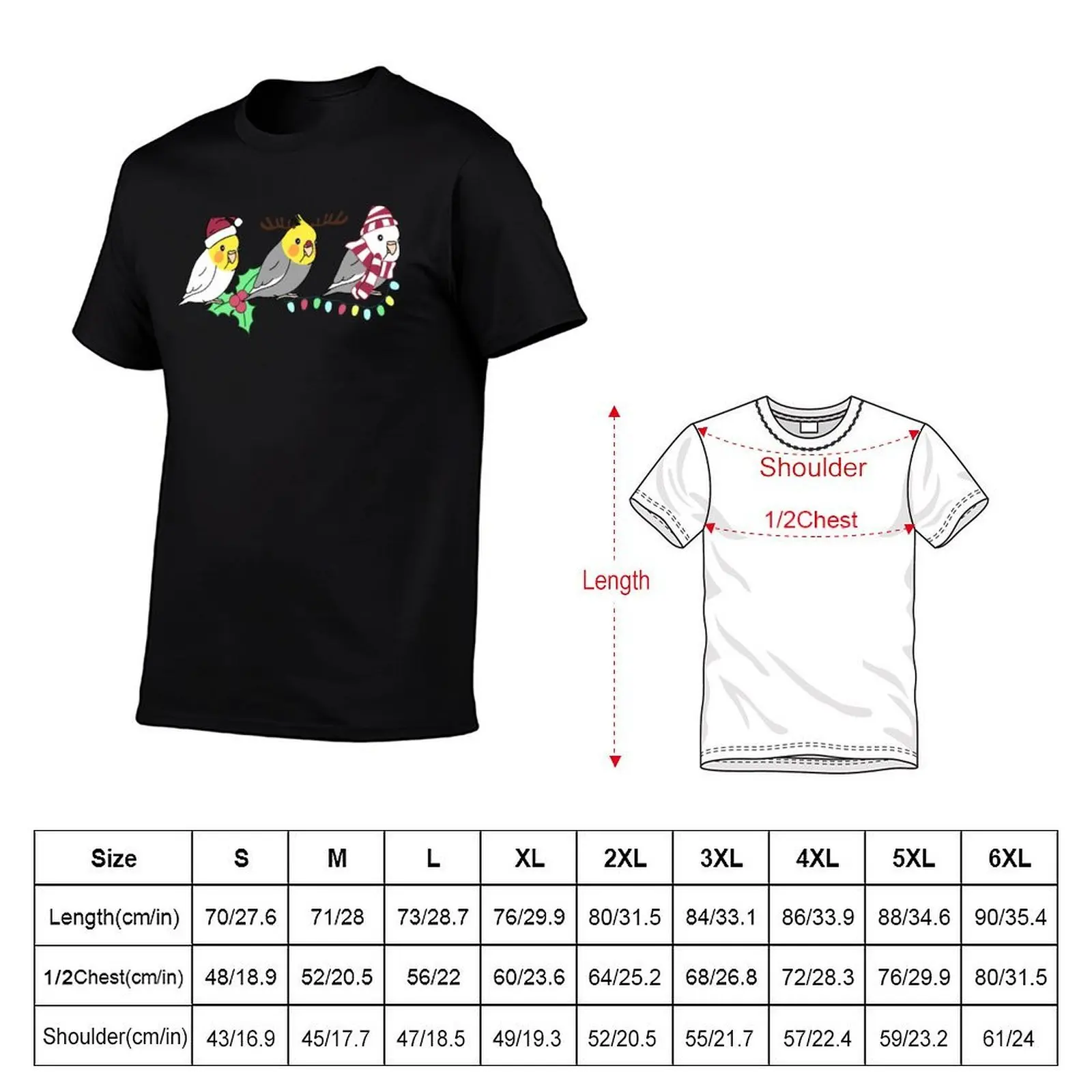 Chubby Cockatiels Christmas decorations T-Shirt man t shirt designer cotton tshirt 100% t shirts for man graphic tees T-shirt