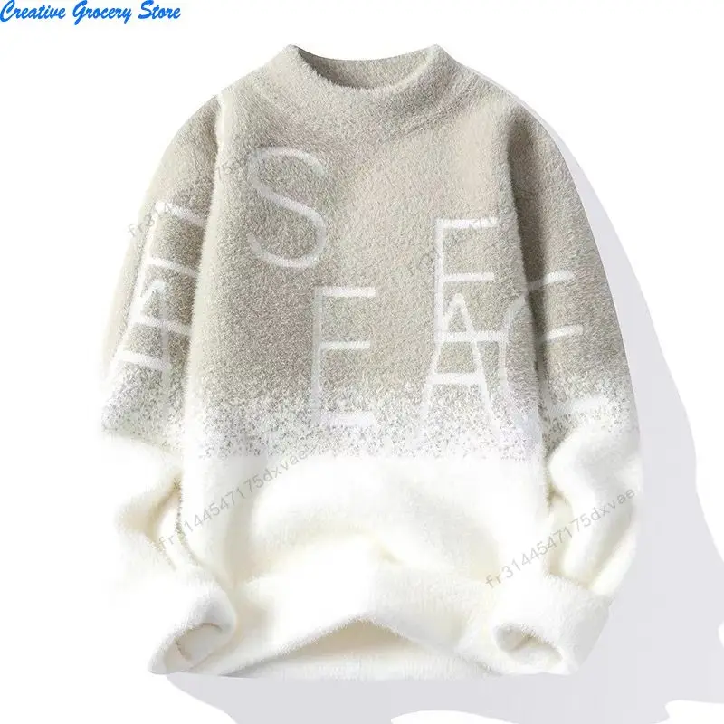 

Thickened Half-High Collar Men's Sweater Autumn Winter New Style Base Layer Knittedwear for Teens And Adults Casual Style