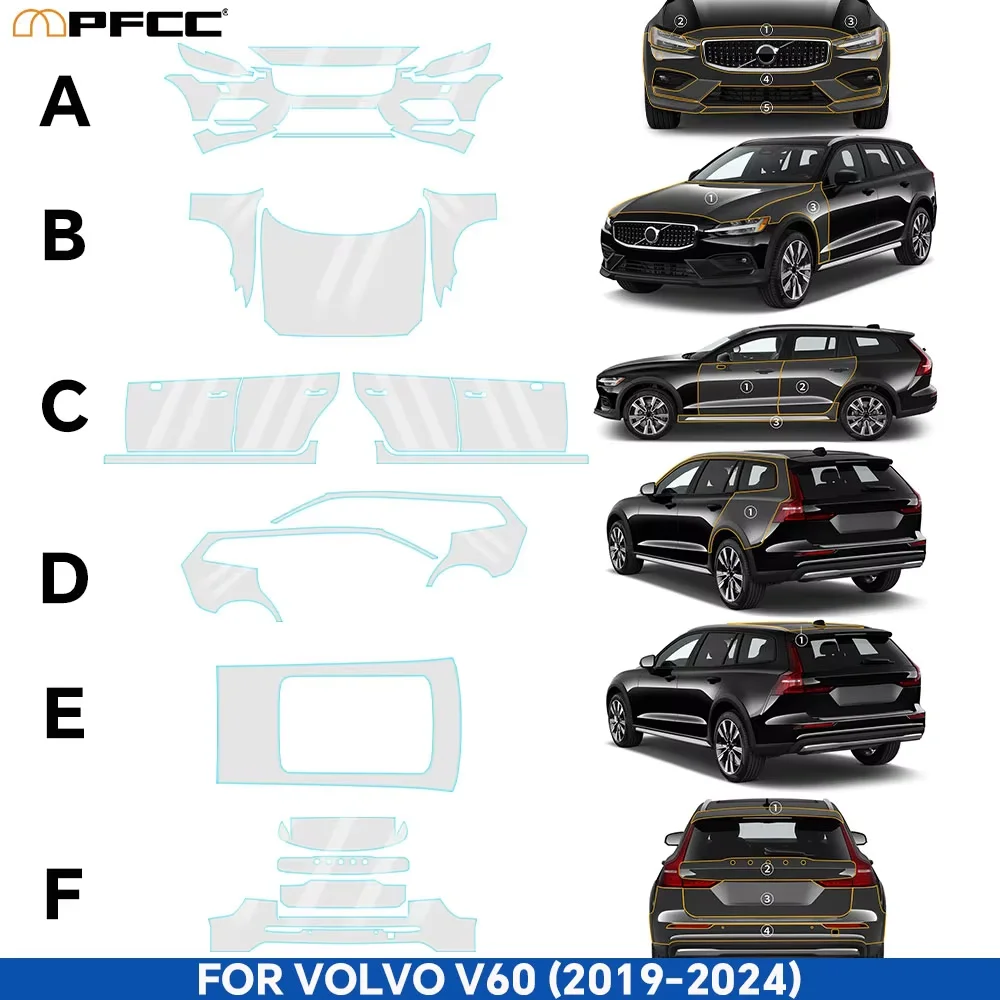 PFCC for Volvo XC90 INSCRIPTION 2020-2023 T5 T6 B5 B6 2020-23 Transparent Pre Cut PPF Paint Protection Film TPU Clear Sticker