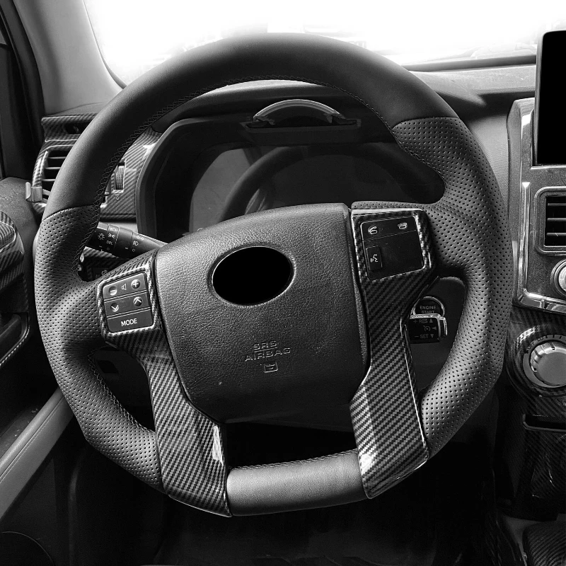 4510004321C0 عجلة القيادة مثقب بو الجلود القبضات مسطحة القاع لتويوتا تندرا 2014 ~ 2022 الجلود سائق عجلة القيادة #3