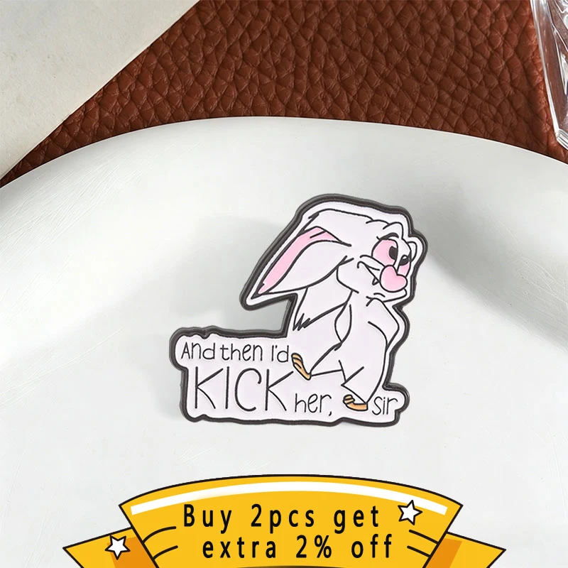 Cute Cartoon Rabbit Enamel Pin, Funny 
