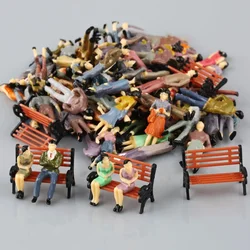 50Pcs Model Train O Scale Bench Chair Seated Standing People Figures Street Park Layout Plastic Crafts Home Decor Kids Toys