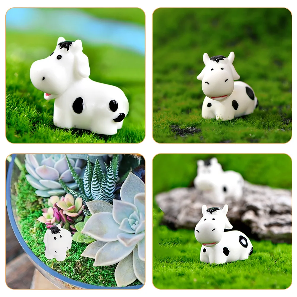 10 шт., мини-корова, смоляные украшения для сельскохозяйственных животных, сказочный садовый топпер для торта, крошечные украшения в виде коровы, домашние и уличные горшечные растения «сделай сам»